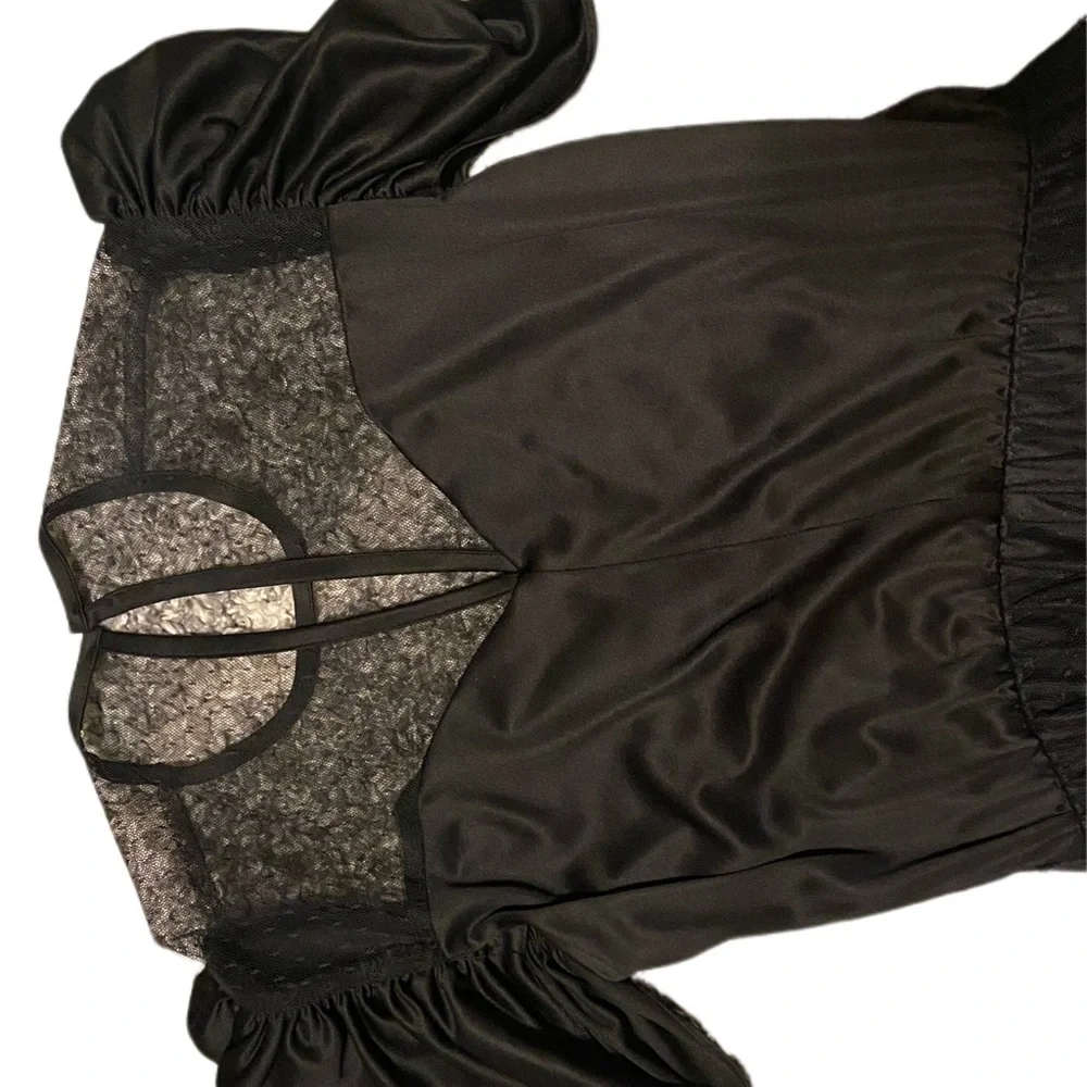 1980s Vintage Diamond Run Black Dress Jenny Ortega Style - Picture 3 of 8
